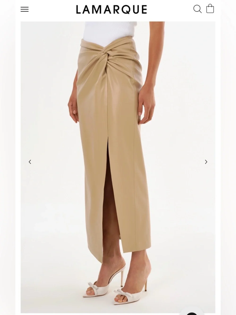 Lamarque Eileen Faux Leather Maxi Skirt Beige NWT Small